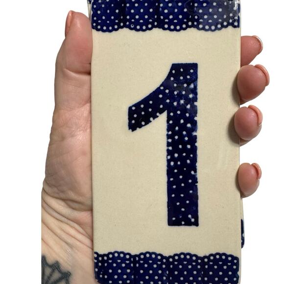 Boleslawcu Polish Pottery Number Address Tile Number 1 - Picture 2 of 7